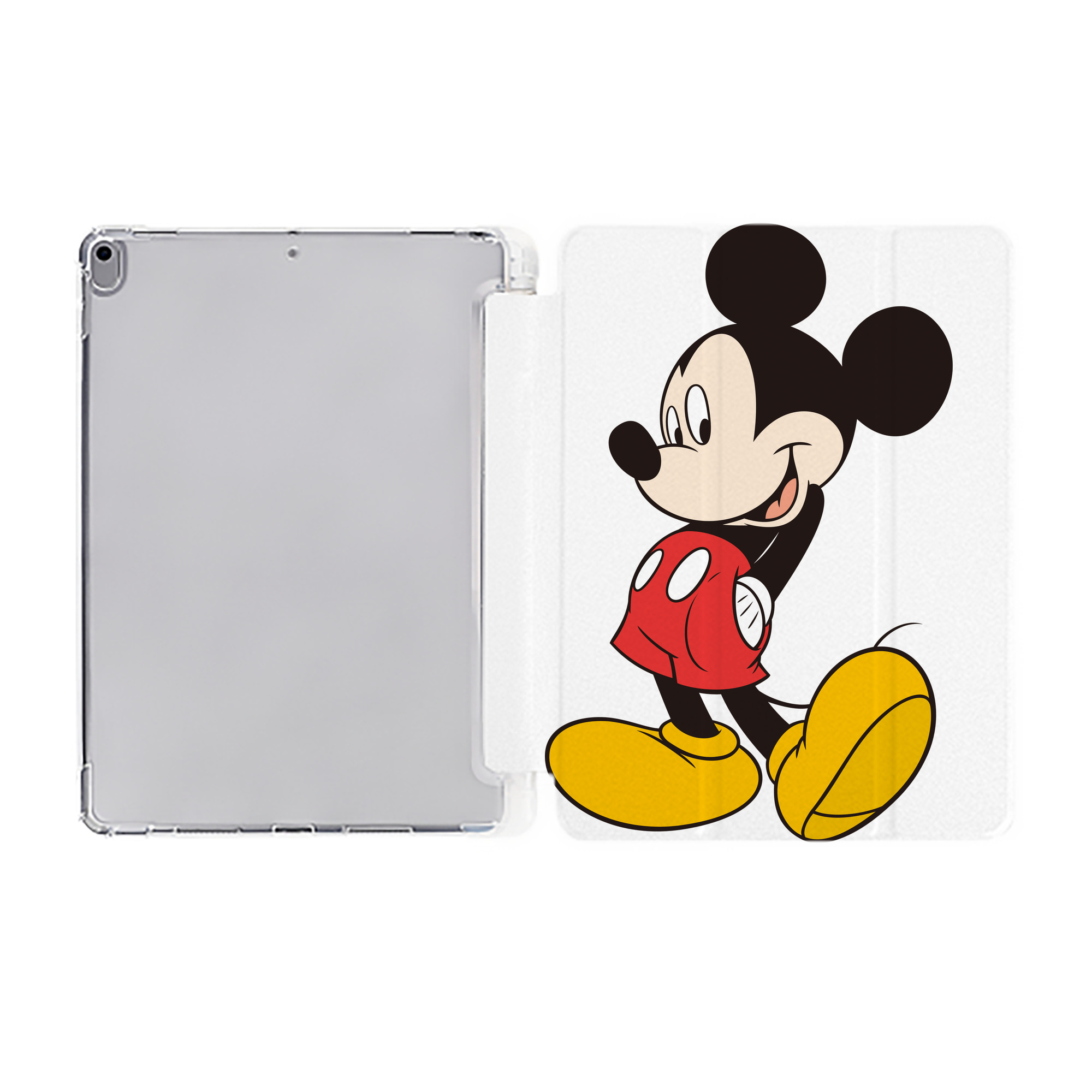 （画像用） ミッキーマウス Mickey Mouse IPad ケース ペン収納付き 三つ折りスタンド PUレザー×シリコン 対応機種9.5/10.5/10.9インチ